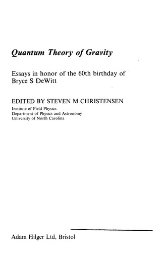 Cover for Quantum theory of gravity
