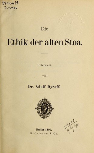 Cover for Die Ethik der alten Stoa