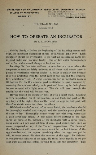 Cover for How to operate an incubator