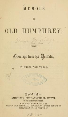 Cover for Memoir of Old Humphrey [pseud.]