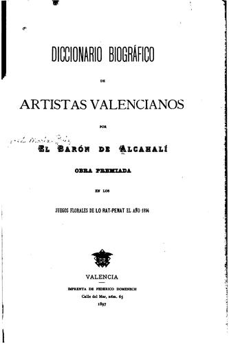Cover for Diccionario biográfico de artistas valencianos