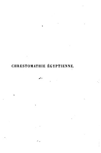 Cover for Chrestomathie égyptienne