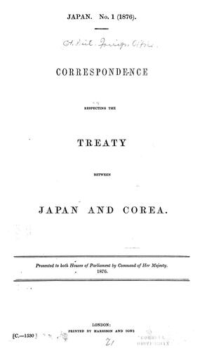 Cover for Correspondence respecting the treaty between Japan and Corea ...