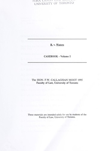 Cover for R. v. Waters