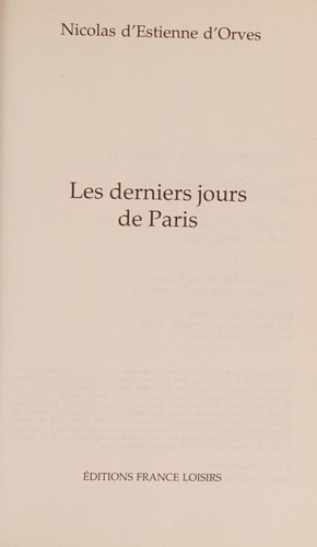 Cover for Les derniers jours de Paris