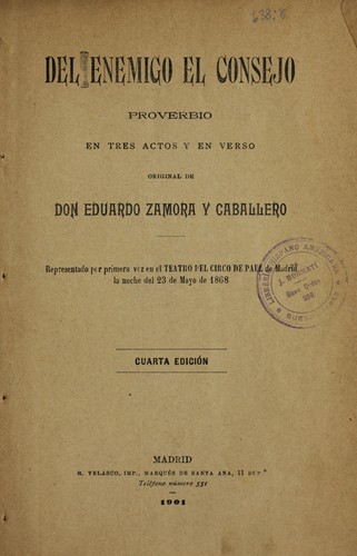 Cover for Del enemigo el consejo