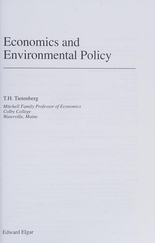 Cover for Economics and environmental policy