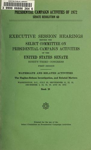 Cover for Presidential campaign activities of 1972, Senate resolution 60