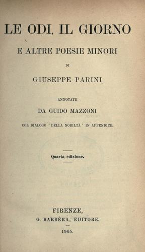 Cover for Le odi, Il giorno, e altre poesie minori, annotate da Guido Mazzoni
