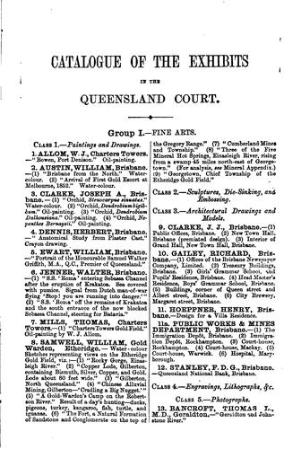 Cover for Catalogue of the Exhibits in the Queensland Court