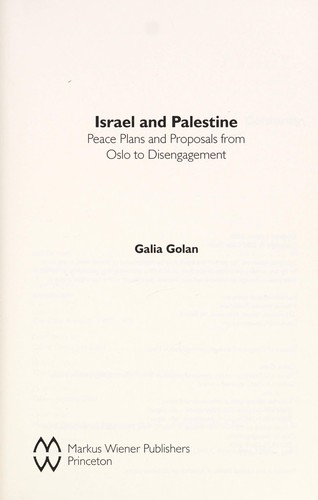 Cover for Israel and Palestine