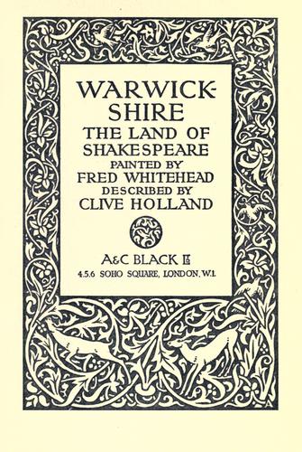Cover for Warwickshire, the land of Shakespeare