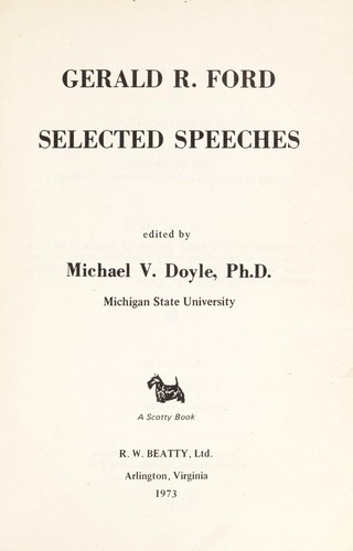 Cover for Selected speeches