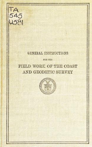 Cover for General instructions for the field work of ...