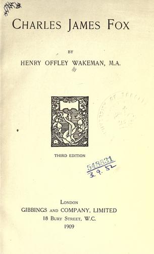 Cover for Charles James Fox.