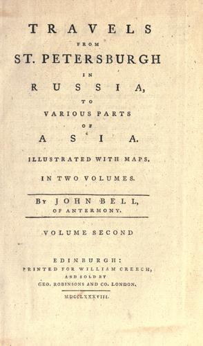 Cover for Travels from St. Petersburgh in Russia, to various parts of Asia.