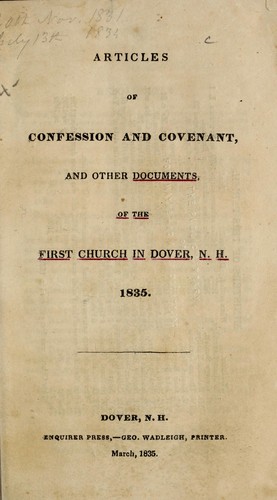 Cover for Articles of confession and covenant, and other documents, of the First Church in Dover, New Hampshire, 1835