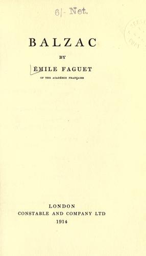 Cover for Balzac