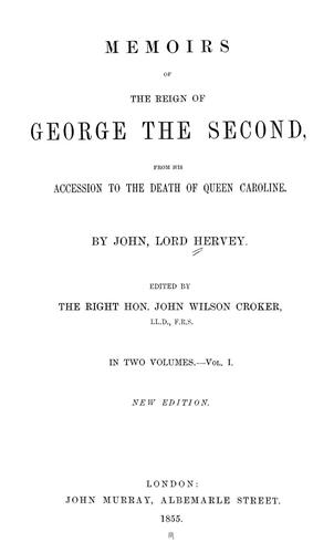 Cover for Memoirs of the reign of George the Second, from his accession to the death of Queen Caroline.