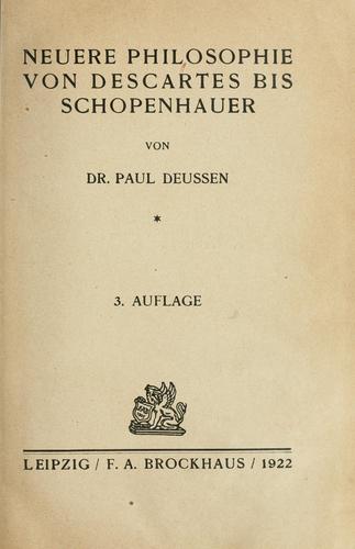Cover for Neuere philosophie von Descartes bis Schopenhauer
