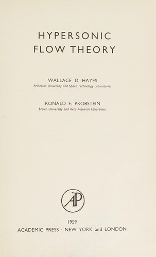 Cover for Hypersonic flow theory