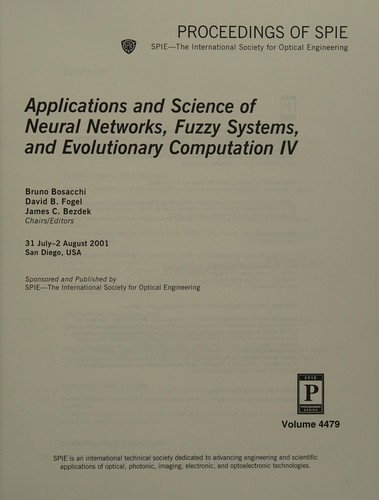 Cover for Applications and science of neural networks, fuzzy systems, and evolutionary computation IV