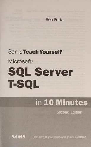 Cover for Sams Teach Yourself Microsoft SQL Server T-SQL in 10 Minutes