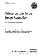 Cover for Friese cultuur in de jonge Republiek