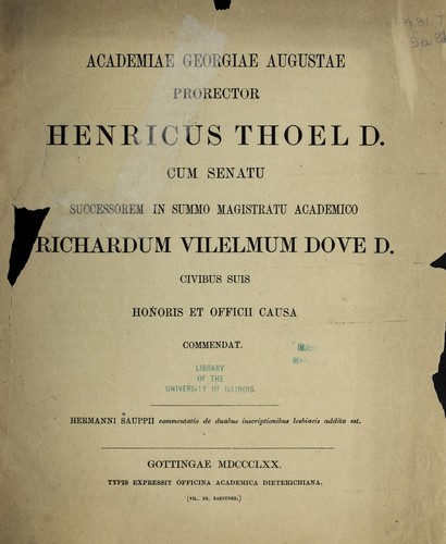 Cover for Commentatio de duabus inscriptionibus lesbiacis