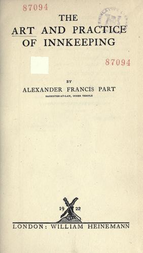 Cover for art and practice of innkeeping