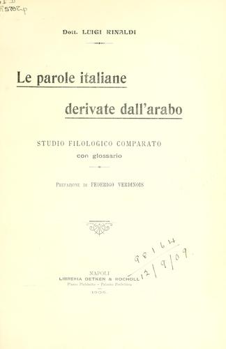 Cover for parole italiane derivate dall' arabo