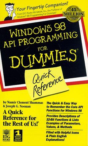 Cover for Windows 98 API programming for dummies quick reference