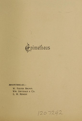 Cover for Epimetheus, to my students