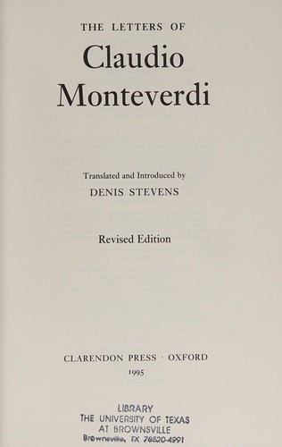 Cover for The letters of Claudio Monteverdi