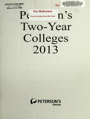 Cover for Peterson's two-year colleges 2013