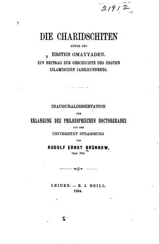 Cover for Die Charidschiten unter den ersten Omayyaden.