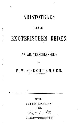 Cover for Aristoteles und die exoterischen Reden