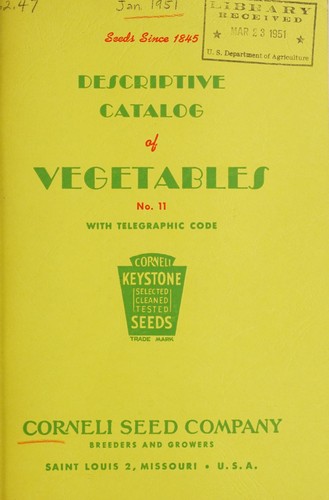 Cover for Descriptive catalog of vegetables with telegraphic code