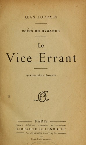 Cover for Le vice errant