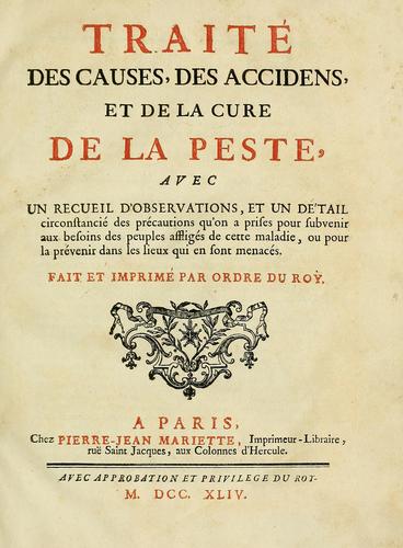 Cover for Traité des causes, des accidens, et de la cure de la peste