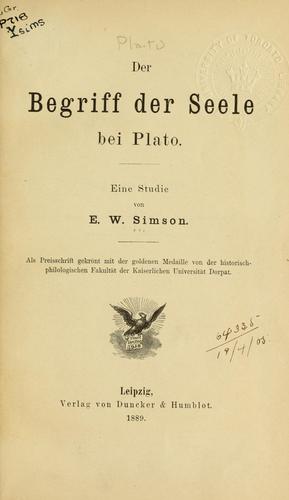 Cover for Der Begriff der Seele bei Plato
