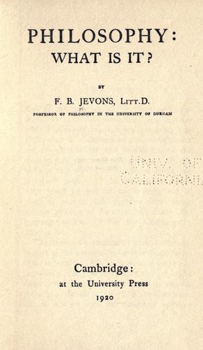 Cover for Philosophy