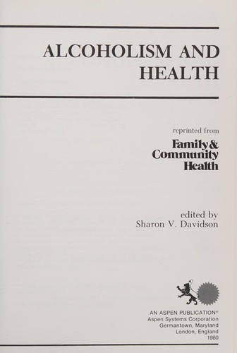 Cover for Alcoholism and health
