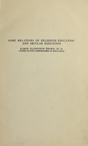 Cover for Some relations of religious education and secular education