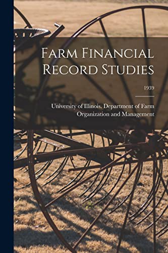 Cover for Farm Financial Record Studies; 1939