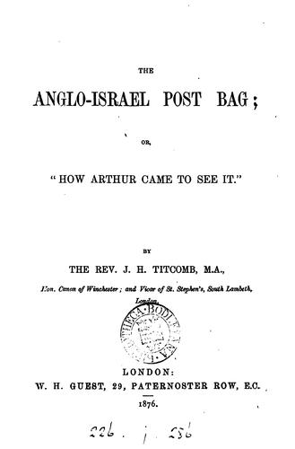 Cover for The Anglo-Israel post bag; or, 'How Arthur came to see it' [letters].