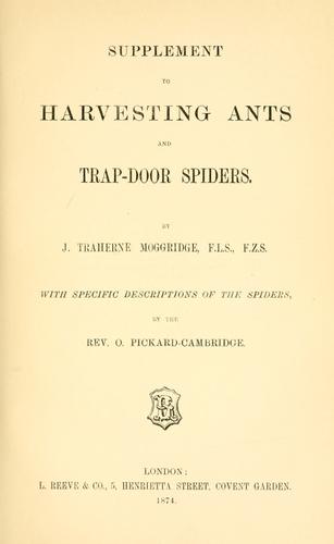 Cover for Supplement to harvesting ants and trap-door spiders