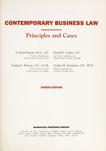 Cover for Contemporary business law