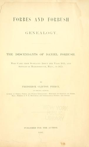 Cover for Forbes and Forbush genealogy.