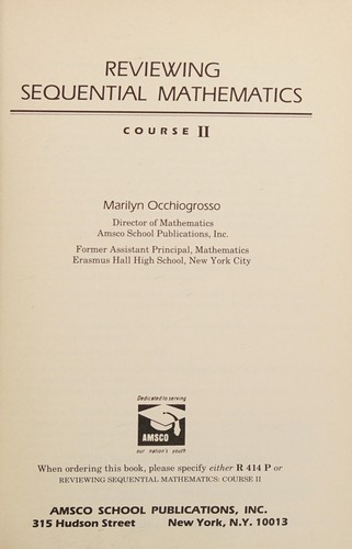 Cover for Reviewing Sequential Mathematics Course II